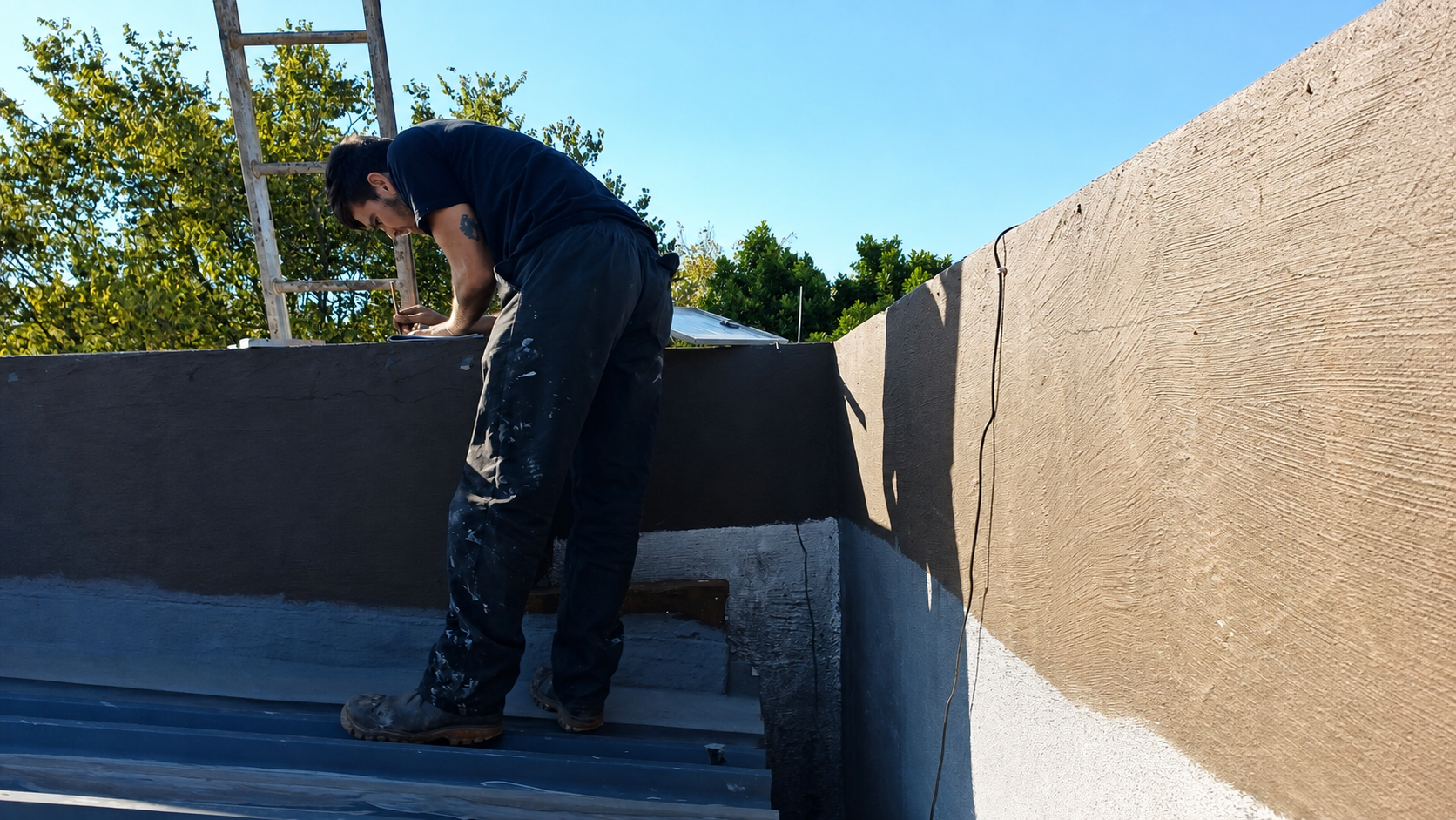 PolySpray installer working on site